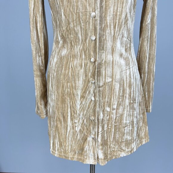 Emory Park Womens Long Sleeve Mini Dress Front Cutout Velvety Tan size Small - Picture 6 of 14